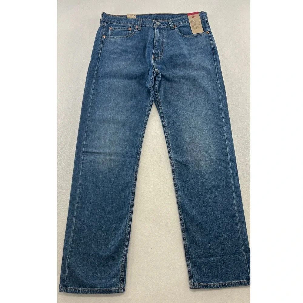 Levis 505 Regular Fit Straight Leg Jeans Mens 36x34 Medium Wash Blue Eco Ease